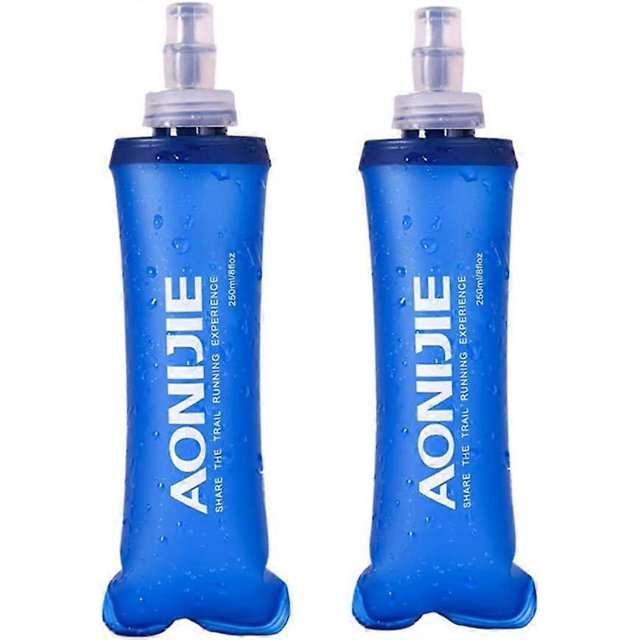 2 x 250ml Collapsible Drinking Water Bottle, BPA Free, Sports Water Bottle, Foldable Flask, Leakproof, for Hydration Backpacking, Cycling, Mountaineer