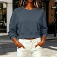 thumbnail image 6 of Meichang Cropped Sweatshirt for Women Plain Crewneck Sweatshirts Fall Long Sleeve Drop Shoulder Pullover Tops Navy M, 6 of 8