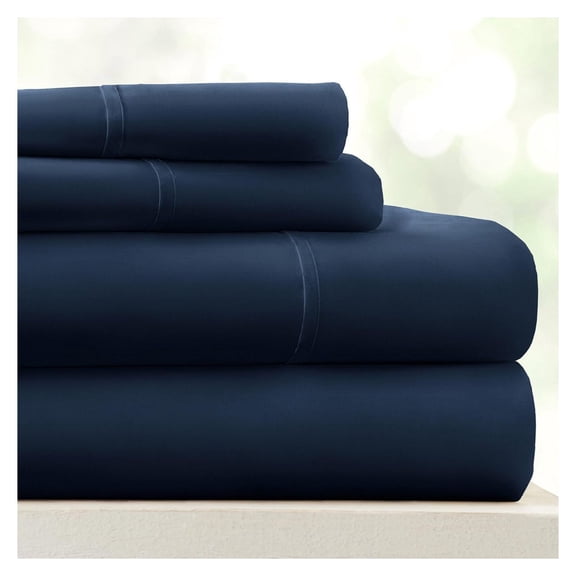 Double-Brushed Microfiber Twin XL Sheet Set 3 Piece – Oeko-TEX Certified Ultra Soft & Wrinkle-Free - 16" Deep Pocket Sheets - Easy Care Twin XL Size - Navy