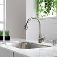 thumbnail image 2 of KRAUS Single-Handle Stainless Steel High Arch Kitchen Faucet with Pull Down Dual-Function Sprayer in Satin Nickel, 2 of 9