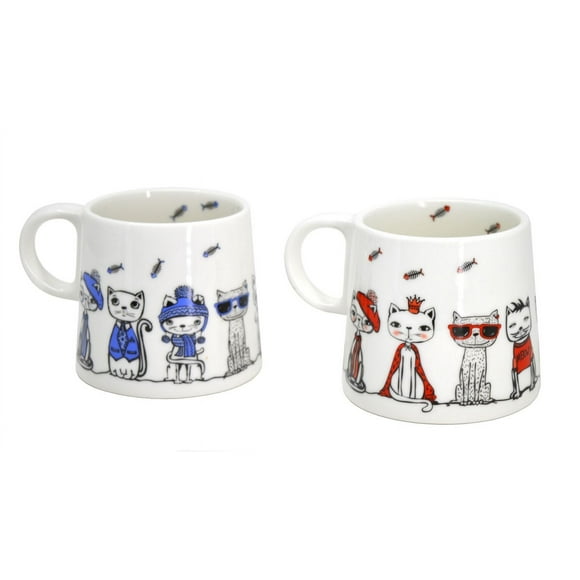 PAWZ Set Of 2 Cat Mugs, 360ml (12oz) Set of 2 Mugs