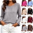thumbnail image 2 of Womens Flounce Sleeve Blouses Crew Neck Loose Fit Elegant Casual Fall Long Ruffle Sleeve Office Shirt Gray S-2XL, 2 of 7