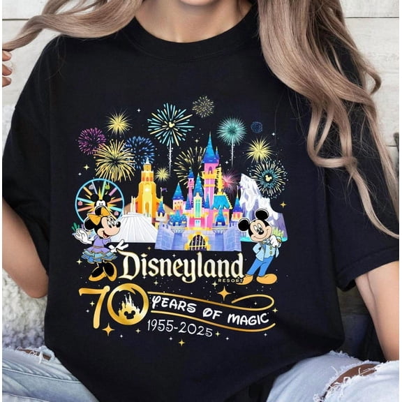Disneyland 70Th Anniversary Shirt, Mickey & Friends Disneyland Castle Platinum Celebration 1955-2025 Tshirt, Disneyland Family Trip 2025