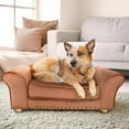 thumbnail image 3 of Critter Sitters 34-in. Faux Velvet Pet Bed Sofa for Medium-Sized Dogs and Cats in Brown, 3 of 22