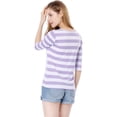 thumbnail image 3 of Disfraz de Día de San Patricio para mujer Mangas en el codo Top Cuello redondo Camiseta ajustada Camiseta estampada informal Morado claro S, 3 of 7