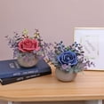 thumbnail image 7 of GlamourGarden Mini 6” Artificial Silk Blue Roses Home Bouquet, 7 of 7