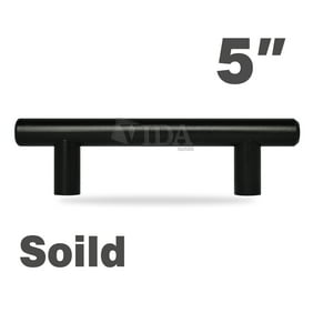 Flat Black Square Bar Cabinet Pulls 5 Hole Center 128mm