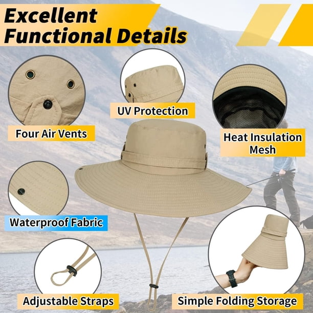 Oversize XXL】 Sun Hat for Men,【UPF50+Waterproof Wide-Brim 
