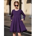thumbnail image 4 of Arshiner Girls Dress, Long Sleeve A Line Twirly Skater Loose Casual/Party Dresses with Pocket, Summer Dresses Midi Sundress Beach Dress, 4 of 7