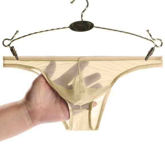 TMOYZQ Men's Underwear Briefs Silky Bikinis Thongs No Fly Pouch Quick Dry Underpants Sexy Mesh Lace Breathable Underwear Panty
