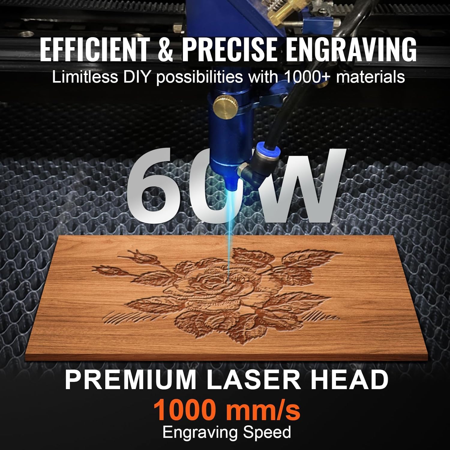 SIHAO 60W CO2 Laser Engraver, Lightburn Compatible 24x16in Laser Engraving Machine with 2 Way Pass Air Assist Digital Control Panel RDWorks for Wood Acrylic Glass More