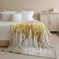 thumbnail image 3 of Flannel Fleece Throw Blanket Gold Foil Abstract Geometric Lightweight Soft Plush Blankets,Color Block Impressionist Style Cozy Warm Throw Blanket for Couch Sofa Bed Car Office All Season Use 40x50in, 3 of 9