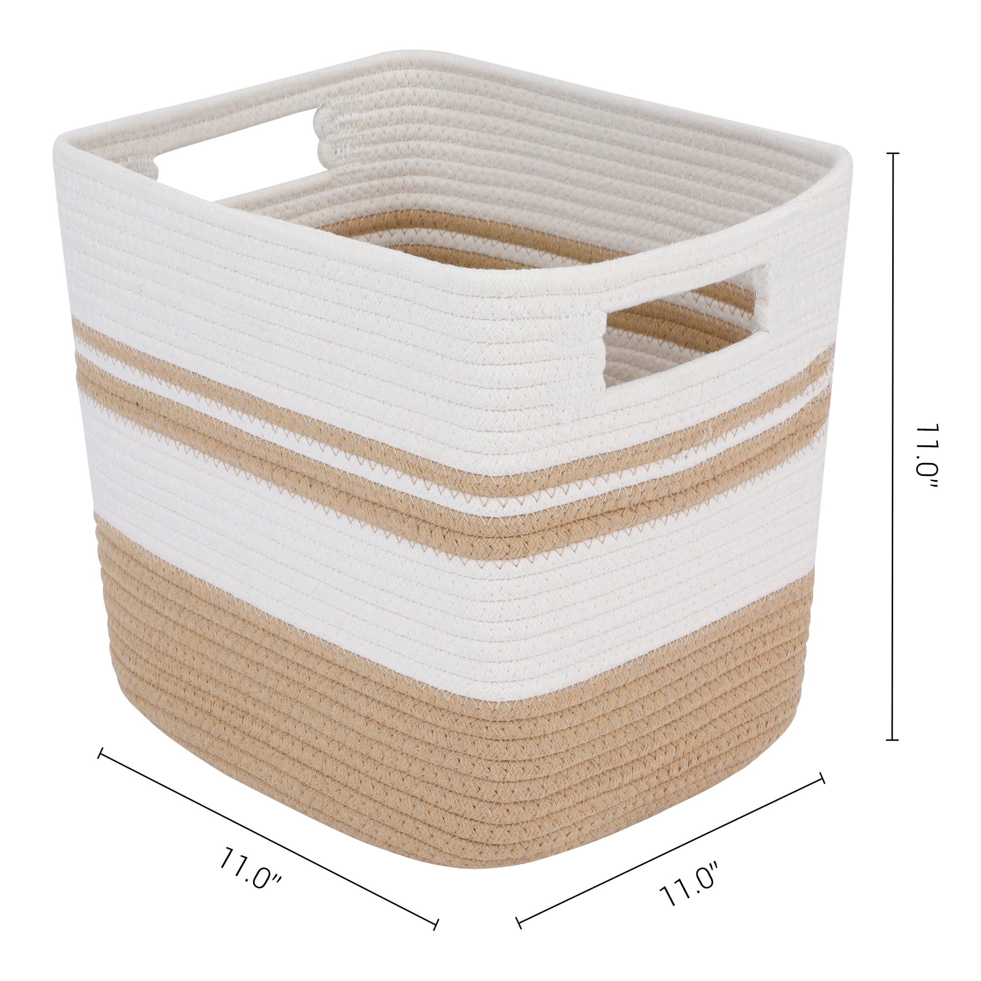 Unique Bargains Woven Storage Basket for Blankets Organizer Flaxen 11*11*11in