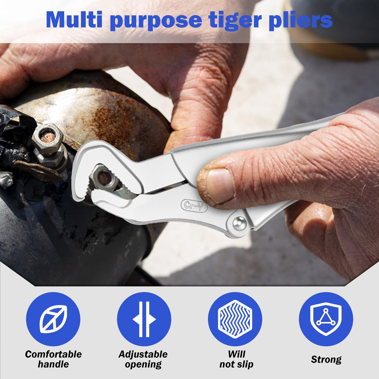 Sutowe 2Pcs 8 Inch Parrot Nose Pliers Hand Tool 6 to 32mm Adjustable Carbon Steel Curved Jaw Locking Pliers for Woodworking