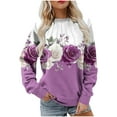 thumbnail image 2 of Sakmal Purple Sweatshirts for Women Plus Size Lightweight Sweatshirts Soft Floral Long Sleeve Shirts, 2 of 5