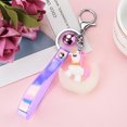 thumbnail image 4 of 2 piezas de llavero de unicornio luminoso suave de PVC con forma de caballo lunar en 3D, colgante de cuerda de cuero con sinfonía, color rosa, 4 of 4
