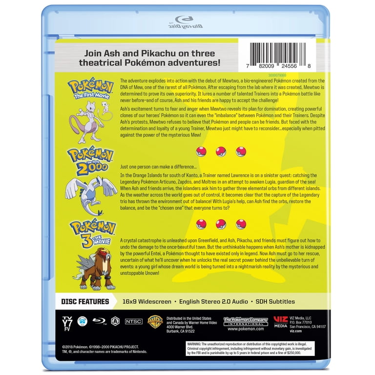 Viz Media Pokemon 1-3 Movies Collection on Blu-ray, Anime Viz Media Pokemon 1-3 Movies Collection on Blu-ray, Anime