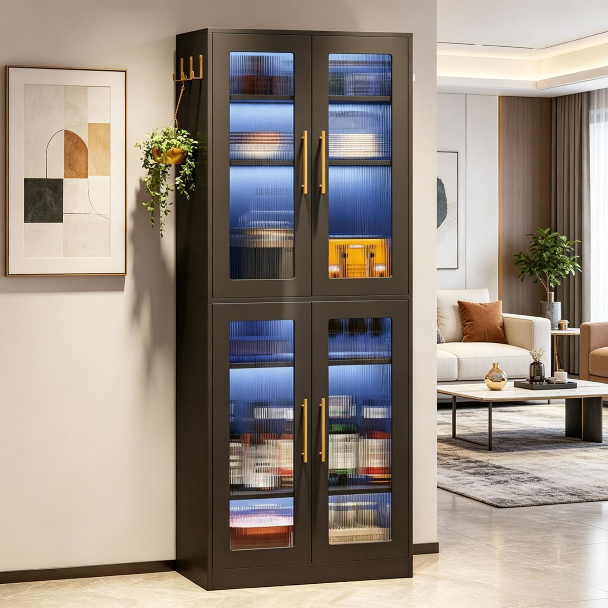 LED-Lit Bookcase with Remote-Controlled RGB Light