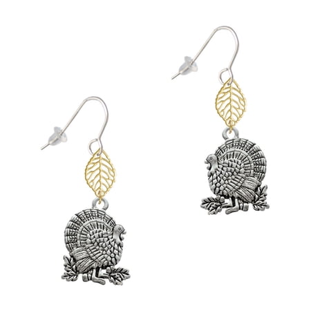 Delight Jewelry Silvertone Antiqued Turkey Goldtone Leaf French Earrings