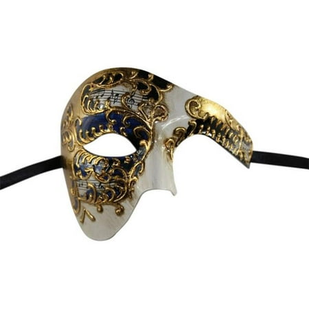 Kayso PP018BLGD Phantom of the Opera Inspired Venetian Musical Masquerade Mask, Blue & Gold
