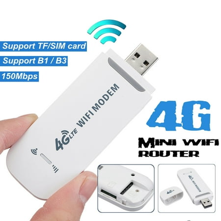 Portable Router 4G LTE WIFI Wireless Router USB Dongle Stick Mobile Broadband Hotspot SIM Card Unlocked，White, Not Support 3G:850 1900