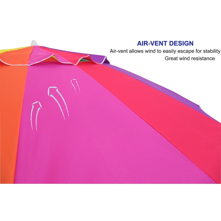 Mainstays 8 Ft Rainbow Beach Umbrella, Adjustable Tilt photo 5