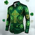 thumbnail image 2 of Mens Golf Polo St Patrick'S Day Long Sleeve Tropical Button Down Mens Knit Tops,Green,XL, 2 of 3