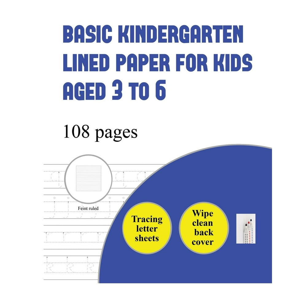 Basic Kindergarten Lined Paper for Kids Aged 3 to: Basic Kindergarten