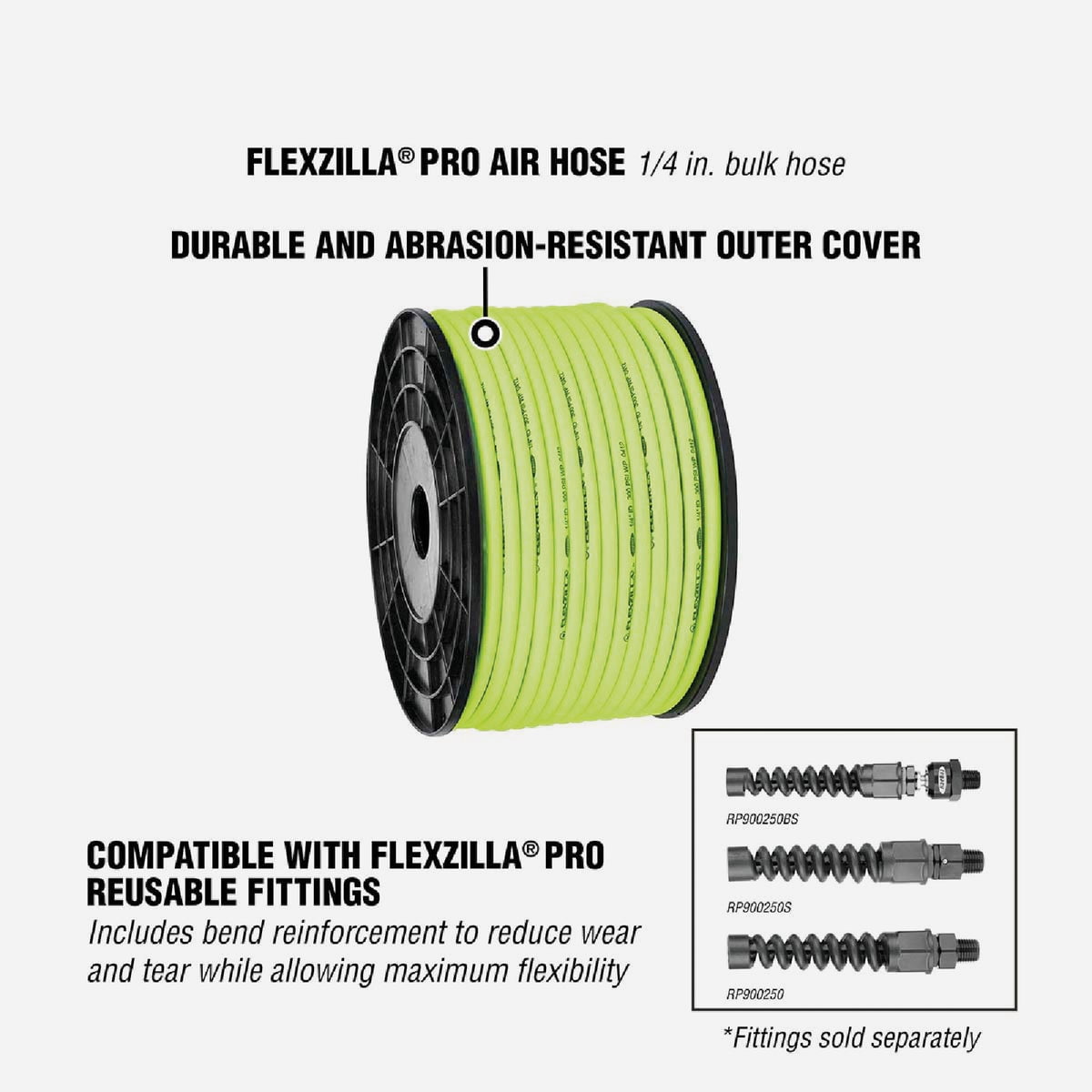 Flexzilla Pro 1/4 In. x 250 Ft. Polymer-Blend Bulk Air Hose HFZ14250YW-DIB