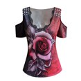 thumbnail image 2 of Pntutb Womens Plus Size,Women's Broken Floral Print Loose V-Neck Short Sleeve Tunic Shirt Blouse Tops, 2 of 6