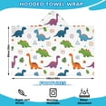 thumbnail image 2 of White Dinosaurs Geometric Leaves Pattern Hooded Bath Towel，60"x35" for Ages 3 To 12 Kids, Quick Dry Lightweight Soft Microfiber Hood Beach Towel Cover Up for Kids, 2 of 7