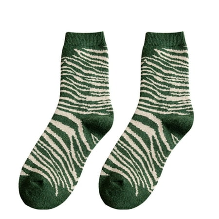 

Women Green Series Autumn And Winter Socks Mid Tube Thickened Fleece Wool Socks Diamond Plaid Warm Socks Knee High Socks