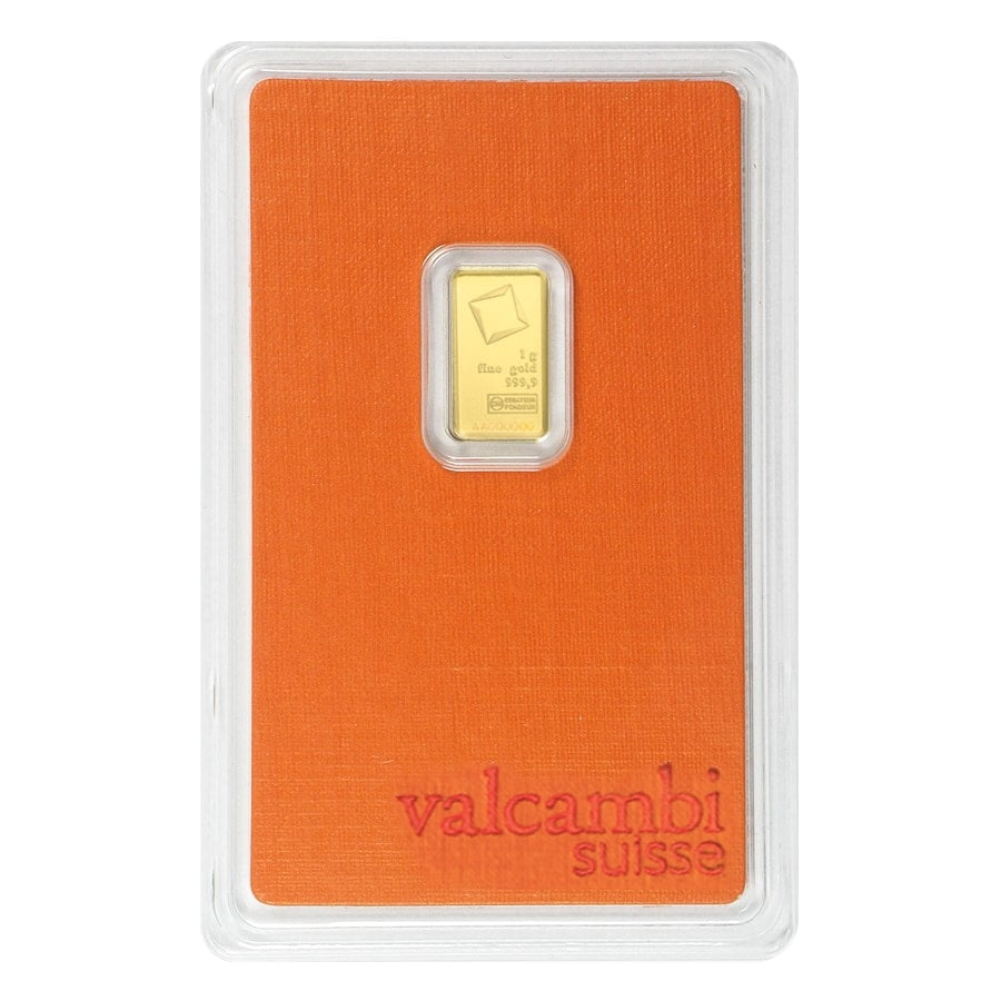 1 Gram Gold Bar Valcambi Suisse .9999 Fine (in Assay)