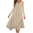 thumbnail image 1 of Long Dress with Sleeves,Summer Casual Dress,Ladies Fashion Printed Long Sleeved Round Neck Casual Irregular Dress, 1 of 5