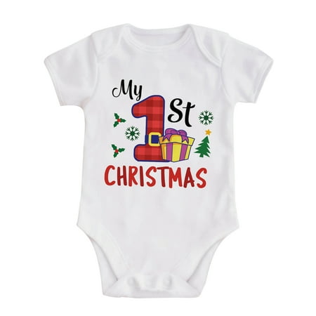 

Infant Toddler Girls Romper Boys Girls Short Sleeve Christmas Cartoon Letter Print Romper Bodysuit Fall Clothes Red 0-3 Months Toddler Summer Outfits for Girls Set