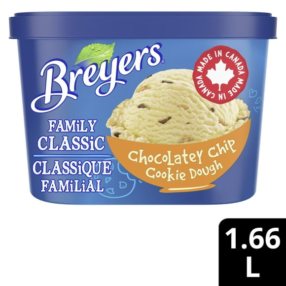 Breyers Chocolatey Chip for a delicious treat Cookie Dough Frozen Dessert, 1.66 L Frozen Dessert