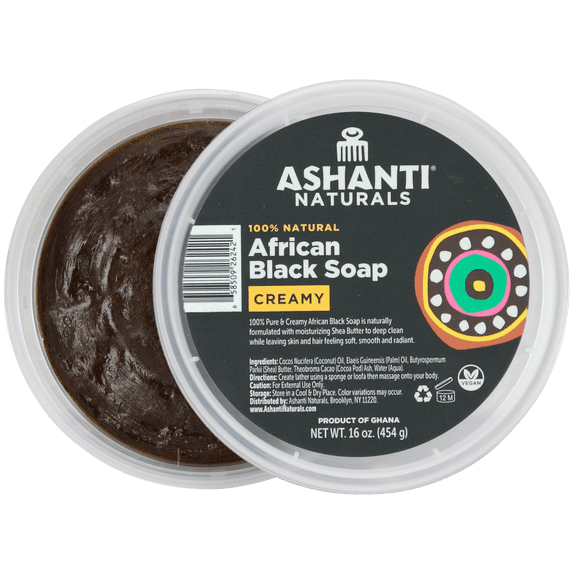Ashanti Naturals- 100% Natural and Pure Creamy African Black Soap - 8 oz.