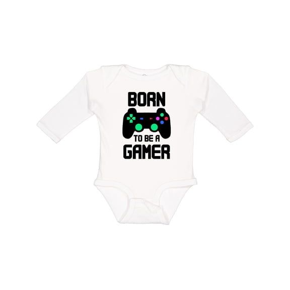Inktastic Born to Be a Gamer with Controller Boys or Girls Long Sleeve Baby Bodysuit