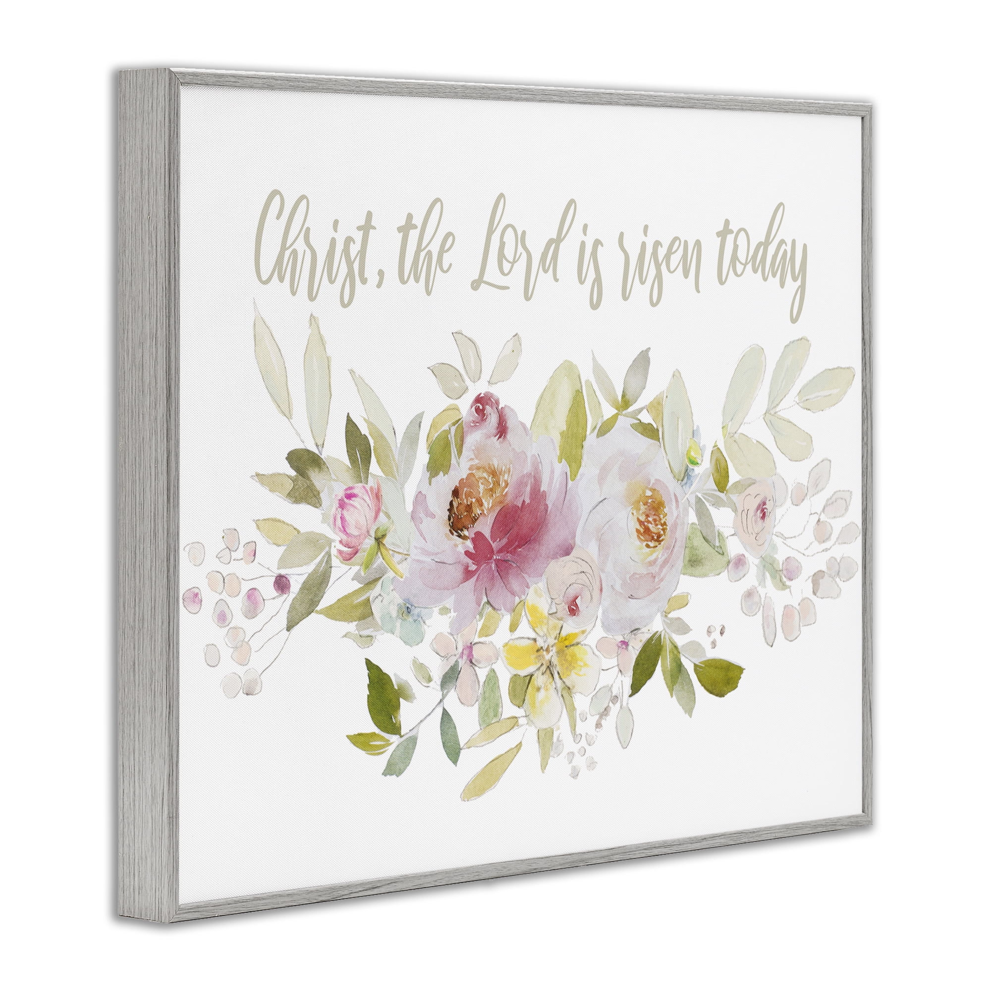 Stupell Industries The Lord Is Risen Florals Gray Framed Giclee Art, design by Patricia Pinto