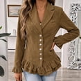 thumbnail image 2 of Cmtiyu Ruffled Jackets for Women Long Sleeve Lapel Button Down Khaki Corduroy Jacket Dressy Casual Lightweight Fall Jacket S-3XL, 2 of 7