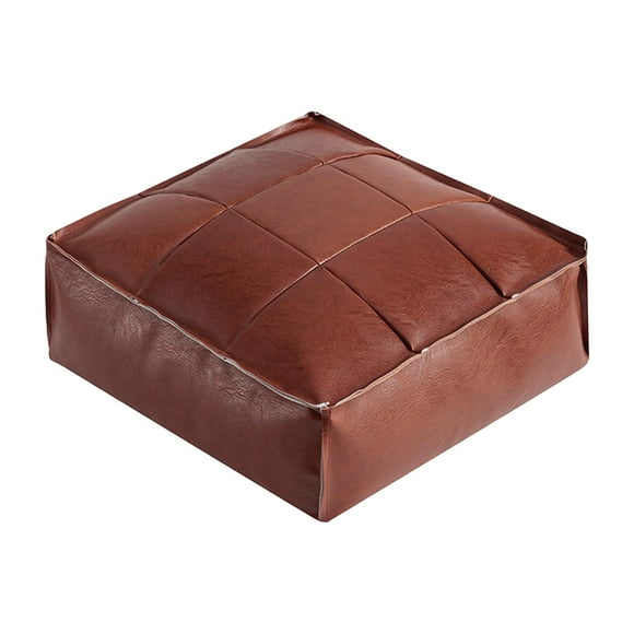 PU Leather Square Filled Pouf Pouffe, Footstool Cushion Footstool for Living Room, Bedroom and under Desk Red