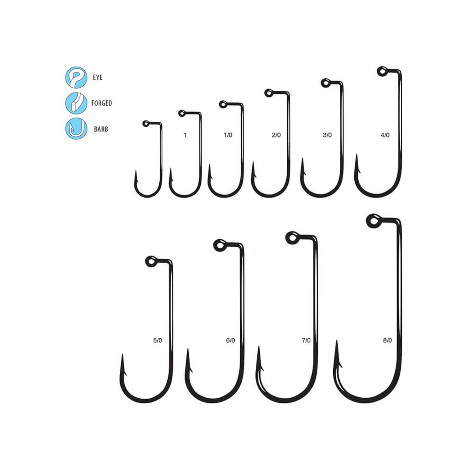 GAMAKATSU 100-Pack 90-Degree Round Bend Heavy Wire NS Black Size 2 Jig Hook (60409-100)