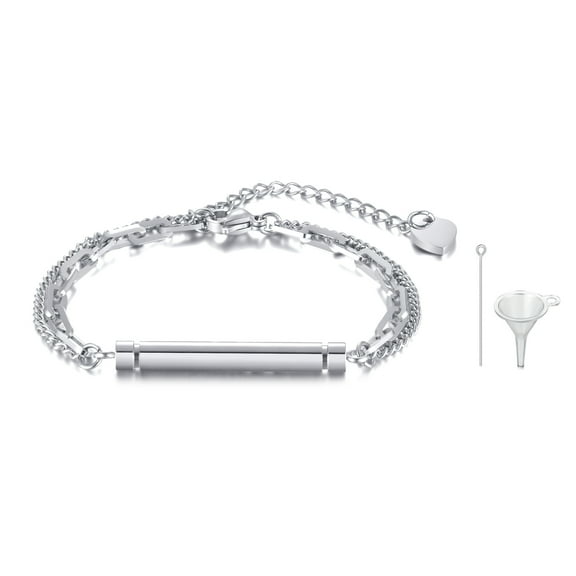 Vnox Cremation Jewelry for Ashes for Men, Keepsake Tube Urn Bracelet for Ashes Holder, Stainless Steel Memorial Cremation Jewelry