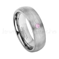 thumbnail image 1 of 6mm Brushed Dome Tungsten Ring - 0.07ct Solitaire Pink Tourmaline Ring - Personalized Tungsten Wedding Ring - Custom Made October Birthstone Ring TN060BS, 1 of 1