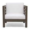 thumbnail image 2 of JERFIT Modern Outdoor Club Chair, Grey and White Acacia Wood Patio Seating with Removable Cushions, 2 of 10