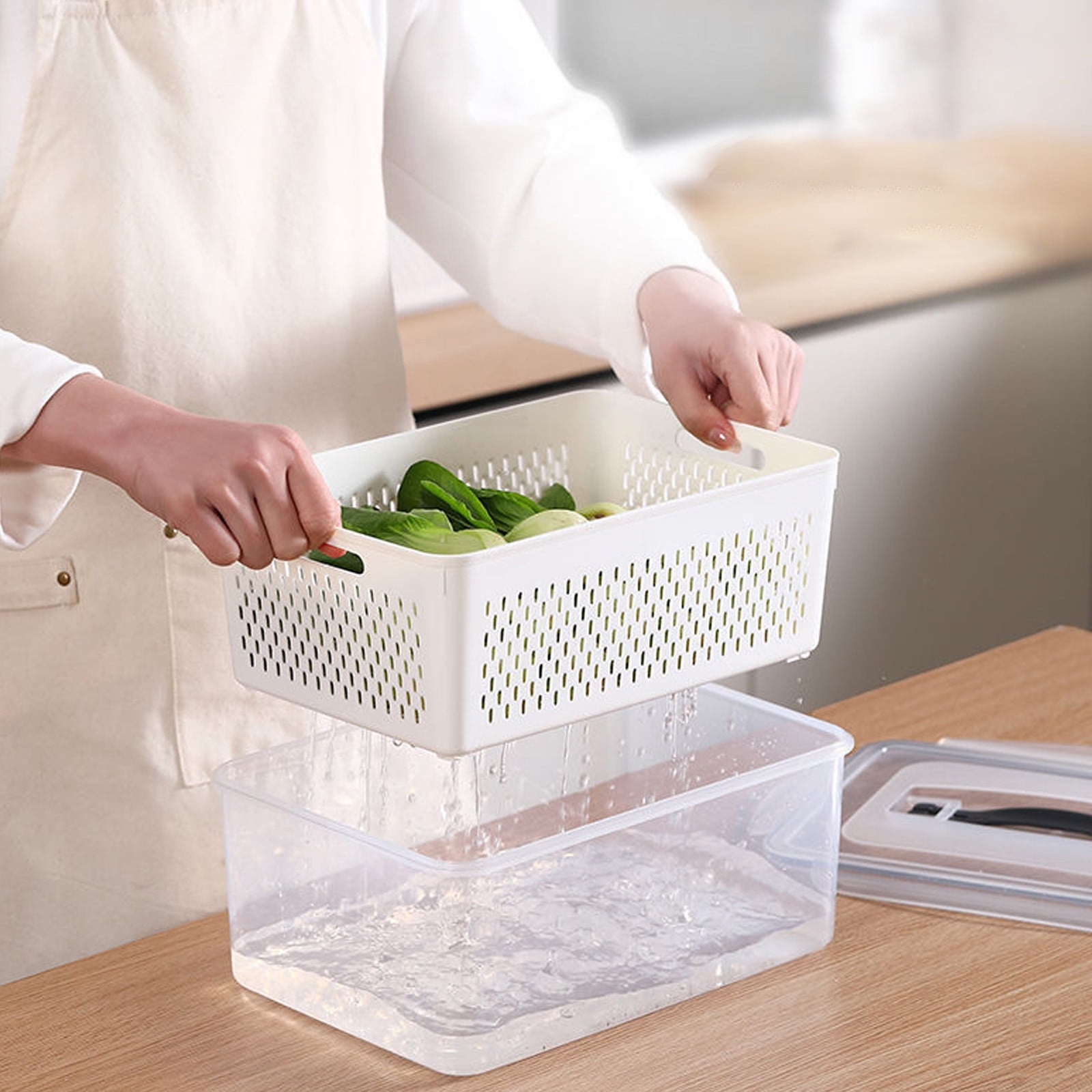 LEFTHIGH Home Fresh Produce Vegetable Fruit Storage Containers,Portable Large Capacity, Fridge Organizers, Used in Storing Fruit Vegetables Meat Fresh Fish Room Decor