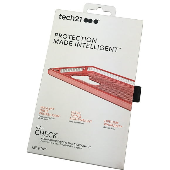 Tech21 Rose Pink EVO Check Anti-Shock Case Cover + PureGear Tempered Glass Screen Protector for LG V10 Phone (H961N, H900, H901, VS990, F600)