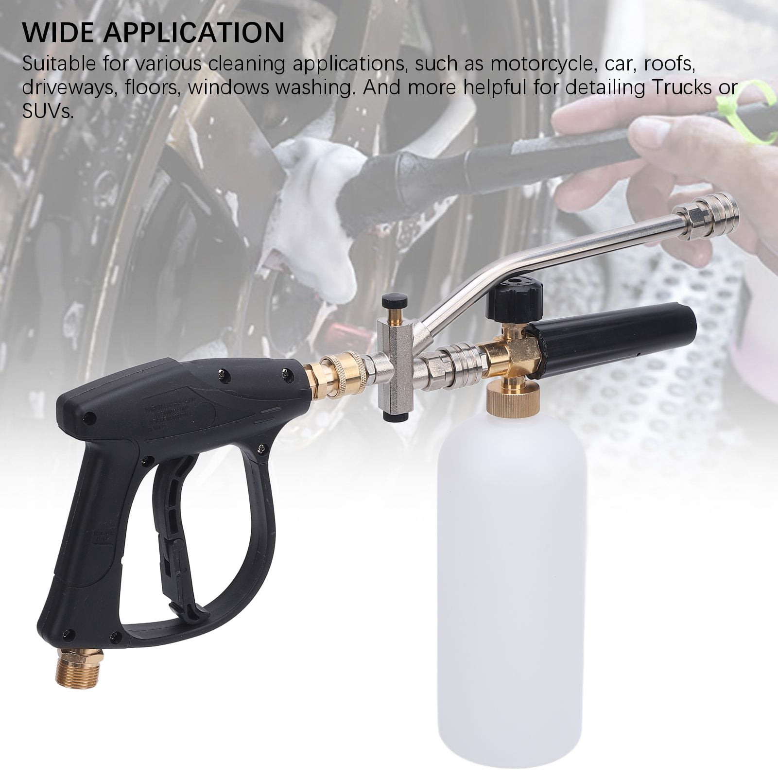 Yajisi Foam Sprayer 4000 PSI 1L Capacity with 2 Connector Interface 1/4 Inch Nozzle Pressure Washer Foam Cannon Kit for Motorcycles Cars Roofs Driveways (16.9 inches / 43.0 cm)