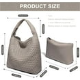 thumbnail image 3 of HMSHA Woven Bag Purses and Handbags Woven Vegan Leather Bag For Women Woven Tote Bag Shoulder Bag Top-Handle Bag With Purses, 3 of 7