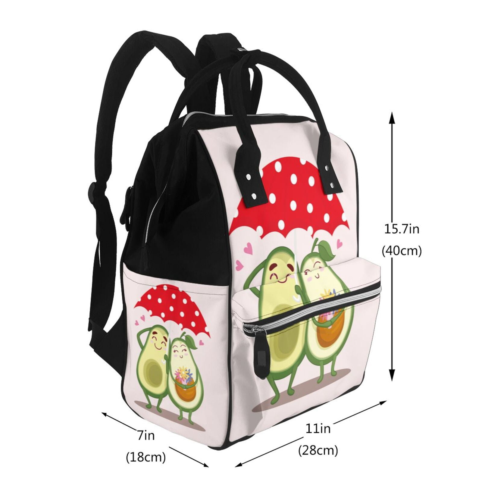 Fuzoiu Avocado Lovers Wearing Umbrella Print Diaper Bag Backpack,Baby Essentials Travel Tote,Multi function Waterproof Diaper Bag, Travel Essentials Baby Bag - Unisex